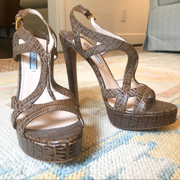 Prada Shoes - Prada Brown Leather Heels.